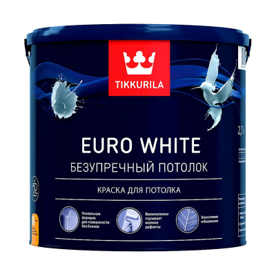 TIKKURILA EURO WHITE Безупречный потолок, краска для потолка (2.7 л)