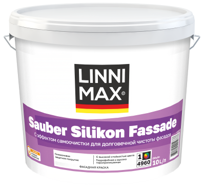 Краска водно-дисперсионная для наружных работ LINNIMAX Sauber Silikon Fassade (белый, 10 л, 1, Матовый)