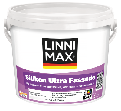 Краска силиконовая для наружных работ LINNIMAX Silikon Ultra Fassade матовая (белый, 2.5 л, 1)
