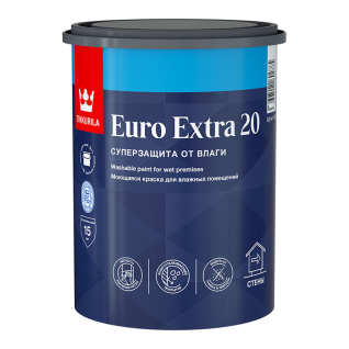 TIKKURILA EURO EXTRA 20 краска моющаяся для влажных помещений (белый, 0.9 л, А)