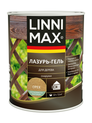 Лессирующий антисептик LINNIMAX Лазурь-гель для дерева (орех, 0.75 л)