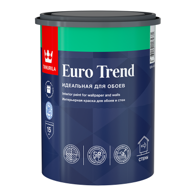 TIKKURILA EURO TREND краска интерьерная для обоев и стен (белый, 0.9 л, А)