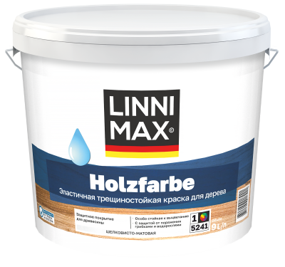 Краска водно-дисперсионная для наружных и внутренних работ LINNIMAX Holzfarbe / Хольцфарбе (белый, 1.25 л, 1)