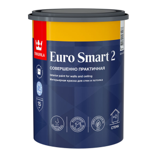 TIKKURILA EURO SMART 2 краска интерьерная для стен и потолка (0.9 л)