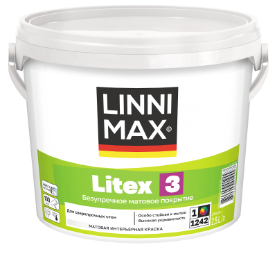 LINNIMAX LITEX 3 краска для стен латексная водно-дисперсионная для внутренних работ матовая (белый, 2.5 л, 1)