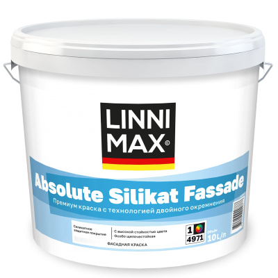 Краска силикатная для наружных работ LINNIMAX Absolute Silikat Fassade (белый, 10 л, 1)