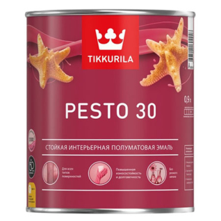 TIKKURILA PESTO 30 эмаль стойкая, алкидная, универсальная полуглянец (белый, 0.9 л, А)