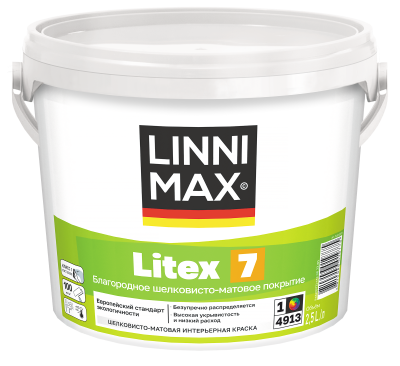 Краска водно-дисперсионная для внутренних работ LINNIMAX Litex 7 / Литекс 7 матовая (белый, 2.5 л, 1)