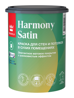 TIKKURILA HARMONY SATIN (JOKER) краска для стен и потолков акриловая матовая (белый, 0.9 л, А)