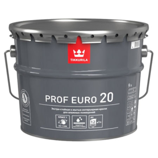 TIKKURILA PROF EURO 20 краска интерьерная для влажных помещений (белый, 9 л, А)