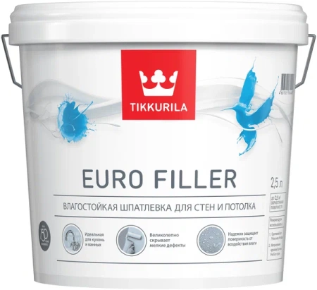 TIKKURILA EURO FILLER шпаклевка влагостойкая для стен и потолков