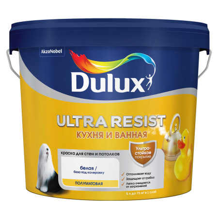 DULUX ULTRA RESIST КУХНЯ И ВАННАЯ краска с защитой от плесени и грибка