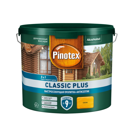 PINOTEX CLASSIC PLUS пропитка-антисептик быстросохнущая 3 в 1 (сосна, 0.9 л)