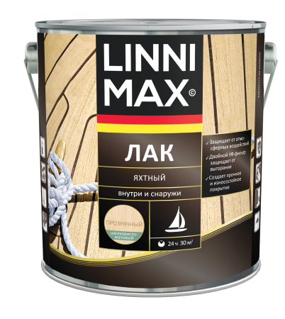 Лак алкидно-уретановый LINNIMAX Лак Яхтный (прозрачный, 2.5 л, Шелковисто-матовый)