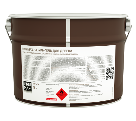 Лессирующий антисептик LINNIMAX Лазурь-гель для дерева (белый, 9 л)