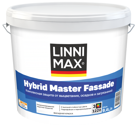 Краска силикон модифицированная для наружных работ LINNIMAX Hybrid Master Fassade (прозрачный, 9,4 л, 3)