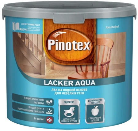 PINOTEX LACKER AQUA 70 лак на водной основе для мебели и стен (прозрачный, 9 л)