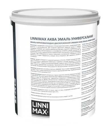 Эмаль акриловая LINNIMAX Аква Эмаль универсальная (колеруемый, 2.35 л, 3, Шелковисто-матовый)
