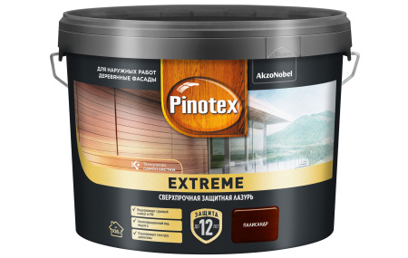 PINOTEX EXTREME / ПИНОТЕКС ЭКСТРИМ лазурь для дерева на гибридной основе до 12 лет защиты (палисандр, 9 л)