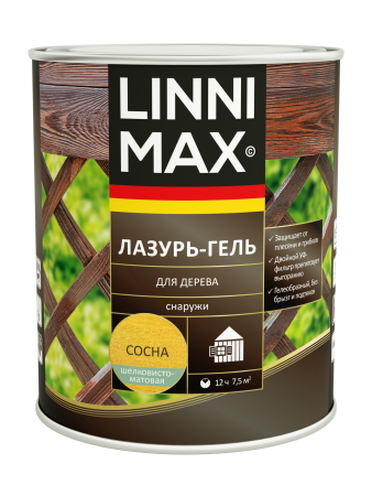 Лессирующий антисептик LINNIMAX Лазурь-гель для дерева (сосна, 0.75 л)