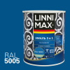 Эмаль алкидно-уретановая LINNIMAX Эмаль по ржавчине 3 в 1 (синий RAL 5005, 0.75 л)