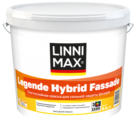 Краска силикон модифицированная для наружных работ LINNIMAX Legende Hybrid Fassade (белый, 10 л, 1)