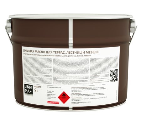 Средство защитно-декоративное для древесины LINNIMAX Масло для террас, лестниц и мебели (колеруемый, 9 л)