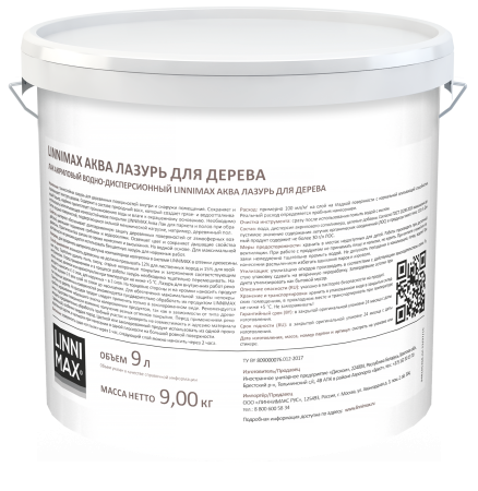 Лессирующий антисептик LINNIMAX Аква Лазурь для дерева (прозрачный, 9 л)