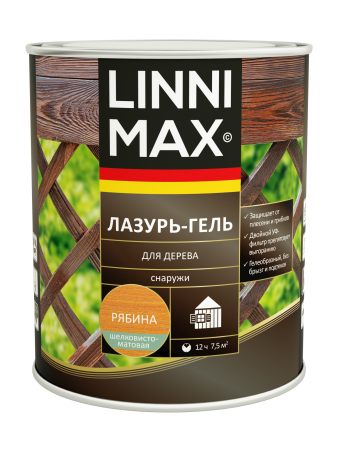 Лессирующий антисептик LINNIMAX Лазурь-гель для дерева (рябина, 0.75 л)