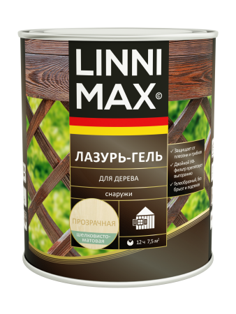 Лессирующий антисептик LINNIMAX Лазурь-гель для дерева (прозрачный, 0.75 л)